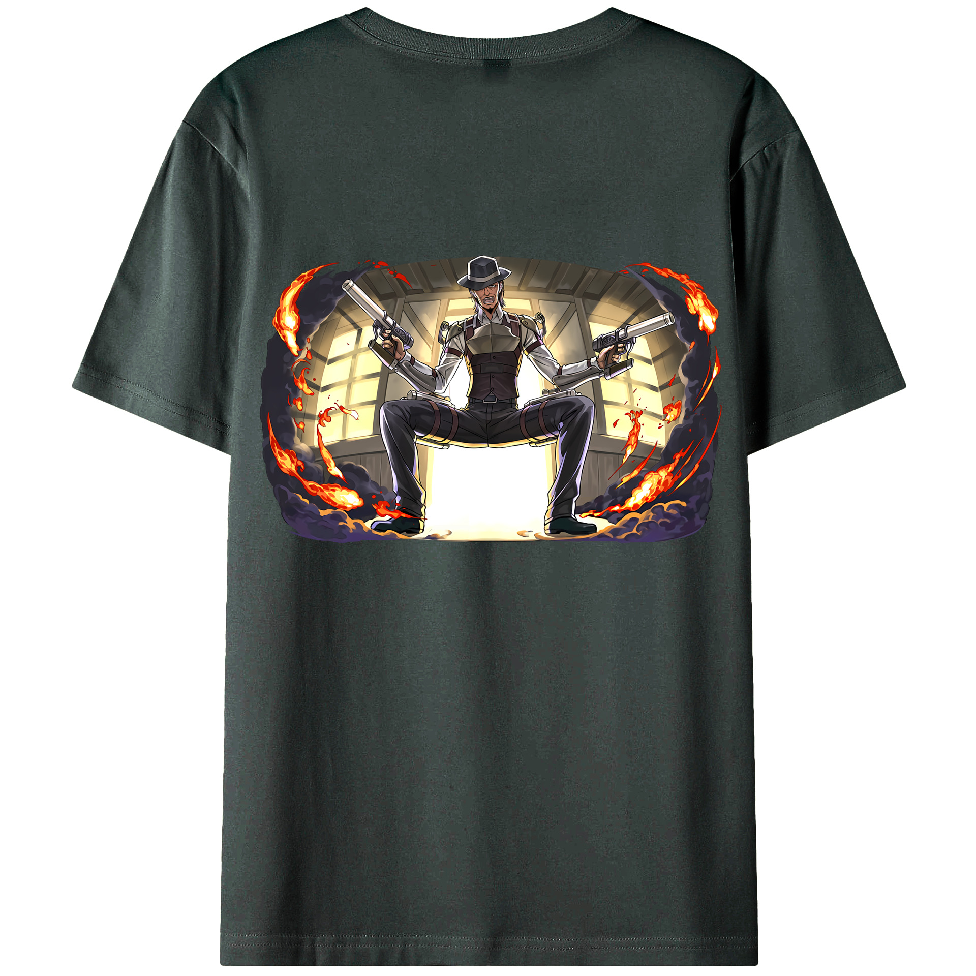 （画像用） 進撃の巨人 ケニー·アッカーマン Attack on Titan Kenny Ackerman 綿100％ メンズ半袖Tシャツ（バックプリント） 通気性